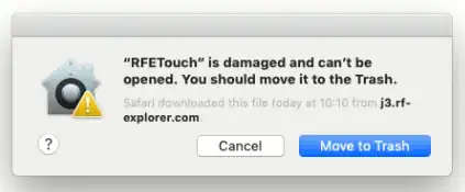 RFETouch warning message